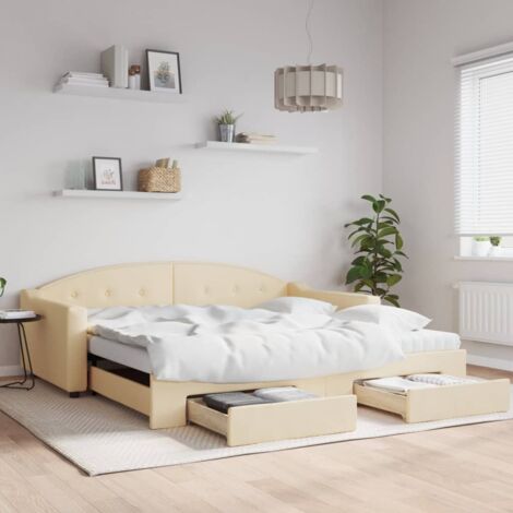 DEKIT GRUPO RIMOBEL MEK – Letto Estraibile Con Tre Cassetti, Bianco, 60x195x97 Cm, Con Ruote, Senza Materasso