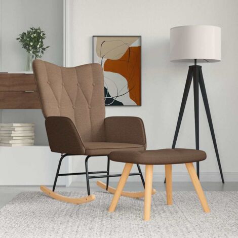 Poltrona A Dondolo Con Poggiapiedi - Tessuto Sherpa E Struttura In Legno | Per Sala E Camera Da Letto - Foto 3