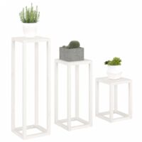 SanBouSi Set di 3 Sgabelli per Fiori, In Metallo, Forma Rettangolare, Tavoli da Consolle Colonna Vaso Geometrico Espositore Per Fiori Decorazione a Colonna, Bianco, 3 dimensioni