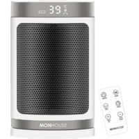 MONHOUSE Electric Space Heater - Remote Control/Overheat Protection - 12H Timer - 24cm - White