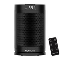 MONHOUSE Electric Space Heater - Remote Control/Overheat Protection - 12H Timer - 24cm - Black