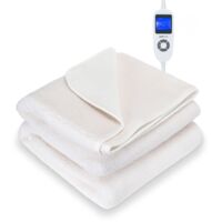 MONHOUSE Fleece Electric Heated Under Blanket - Single 90x190cm - 9 Heat Settings - White