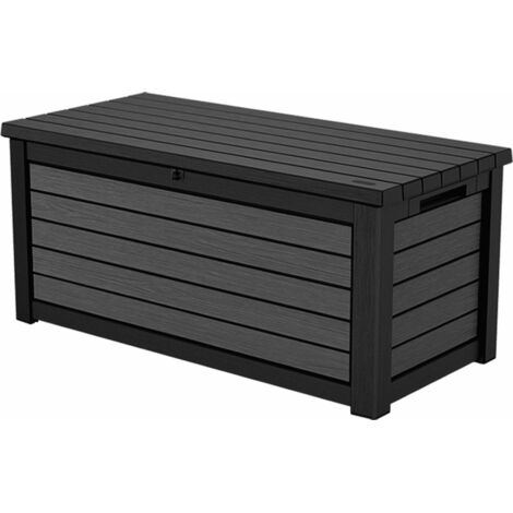 Keter – Coffre de rangement jardin imitation bois 630L – Résine durable – Dimensions 155.1x72.4x69.4 cm – Capacité 350 kg – Ouverture facile