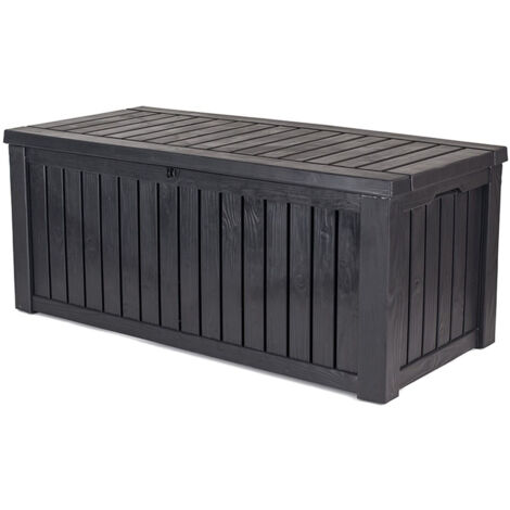 Keter – Coffre de rangement Rockwood 570L – Résine résistante aux intempéries – Dimensions 155x72.4x64.4 cm – Capacité de charge 300 kg