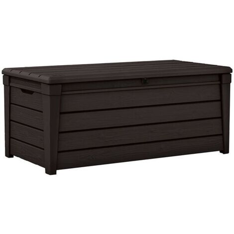 Keter – Coffre de jardin en résine Brightwood 454L – Dimensions 145x70x60cm – Résistant aux intempéries et UV – Ouverture automatique à pistons