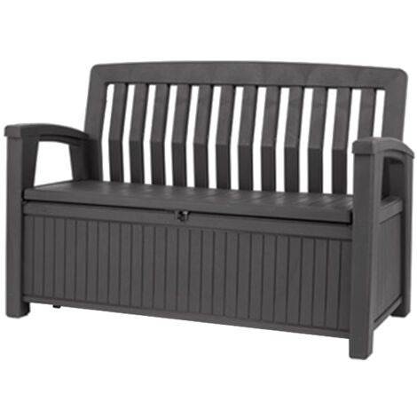 Keter – Banc de jardin avec coffre de rangement en résine 227L – Résistant aux intempéries – Dimensions 132x61.2x89 cm – Verrouillable
