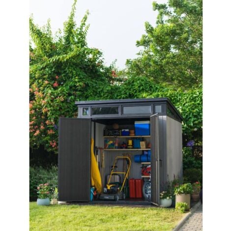 Keter Abri de jardin Artisan 77, rangement durable en résine résistant aux intempéries, Gris - 4,5 m² - 214x218x226 cm