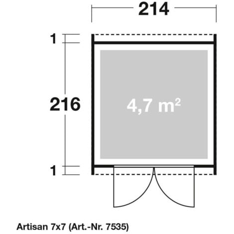 Keter Abri de jardin Artisan 77, rangement durable en résine résistant aux intempéries, Gris - 4,5 m² - 214x218x226 cm