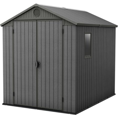 Abri de jardin Darwin 68, Abri durable et résistant, en résine avec effet bois, Gris - 4,5 m² - 190x244x221 cm - KETER