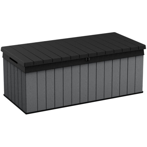 Keter – Coffre de jardin Darwin 380L – Composite EvotechTM résistant aux intempéries – Couverture imperméable et verrouillable – Dimensions 142.5x65.3x54.5 cm