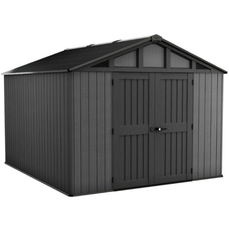 Keter – Abri de jardin résine 304 x 243 x 251 cm – Capacité 7,7 m² – Portes extra-larges 152,5 cm – Résistant aux intempéries