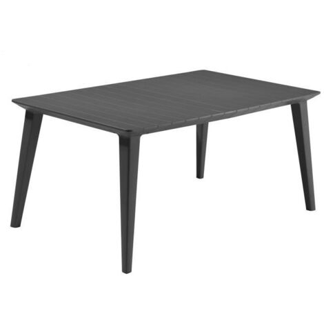 Allibert – Table de jardin graphite 157x98 cm – Pour 6 personnes – Résine de synthèse durable – Design contemporain – Coins arrondis