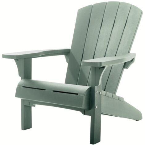 Keter – Chaise de jardin Adirondack en résine – Vert – Style bois – Confort optimal avec porte-gobelet intégré – Résistante aux intempéries (1/4)