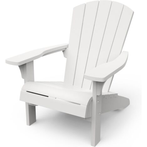 Keter – Chaise de jardin Adirondack blanche – Matériaux sans entretien – Confort traditionnel avec porte-gobelet intégré – Pour détente extérieure