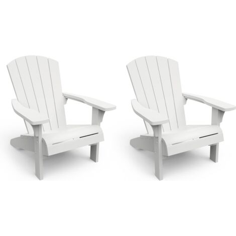Keter – Lot de 2 fauteuils de jardin Adirondack blancs – Matériaux solides et durables – Porte-gobelets intégrés pour confort – Aucun entretien requis (1/4)