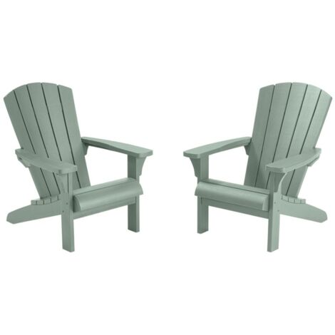 Keter – Lot de 2 fauteuils Adirondack vert – Confort exceptionnel – Matériaux sans entretien – Porte-gobelets intégrés pour détente optimale (1/4)