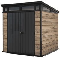 Keter – Abri de jardin résine 4,5m² – Aspect bois Douglas – Résistant aux intempéries et UV – Technologie DecoCoat – Toit incliné moderne