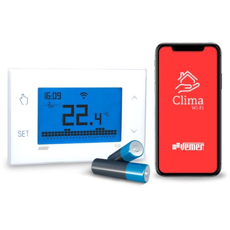Vemer tuo wi-fi batteria cronotermostato touch bianco parete ve788600