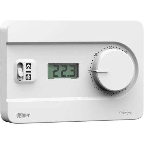 Termostato con Manopola a Batteria da Parete Vemer VE757700 Olympo LCD