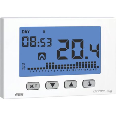 Vemer cronotermostato chronos key bianco settimanale da parete a batterie ve725800