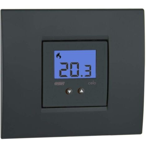 VEMER VE780300 CELO LCD - Termostato da Incasso (2 moduli) con Display LCD, Alimentazione 230V, Grigio Antracite e Bianco