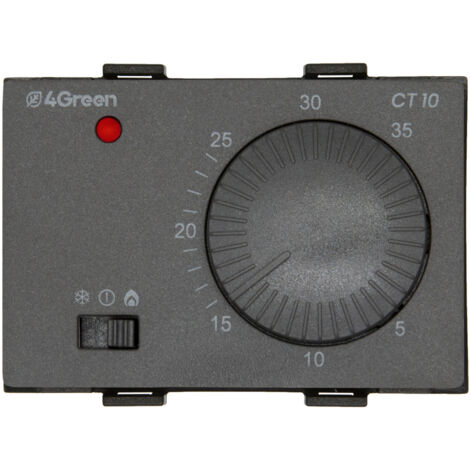 Termostato da Incasso 503 Regolazione a Manopola Controllo Temperatura per Caldaia e Climatizzazione Alimentazione 230V Frontalini Bianco e Grigio Antracite Inclusi 4Green 4G000400