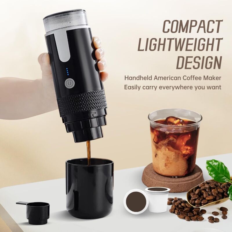 Cafetière Portable Électrique 15 Bars - Compatible Capsules Et Café Moulu, Pour Voiture/Camping