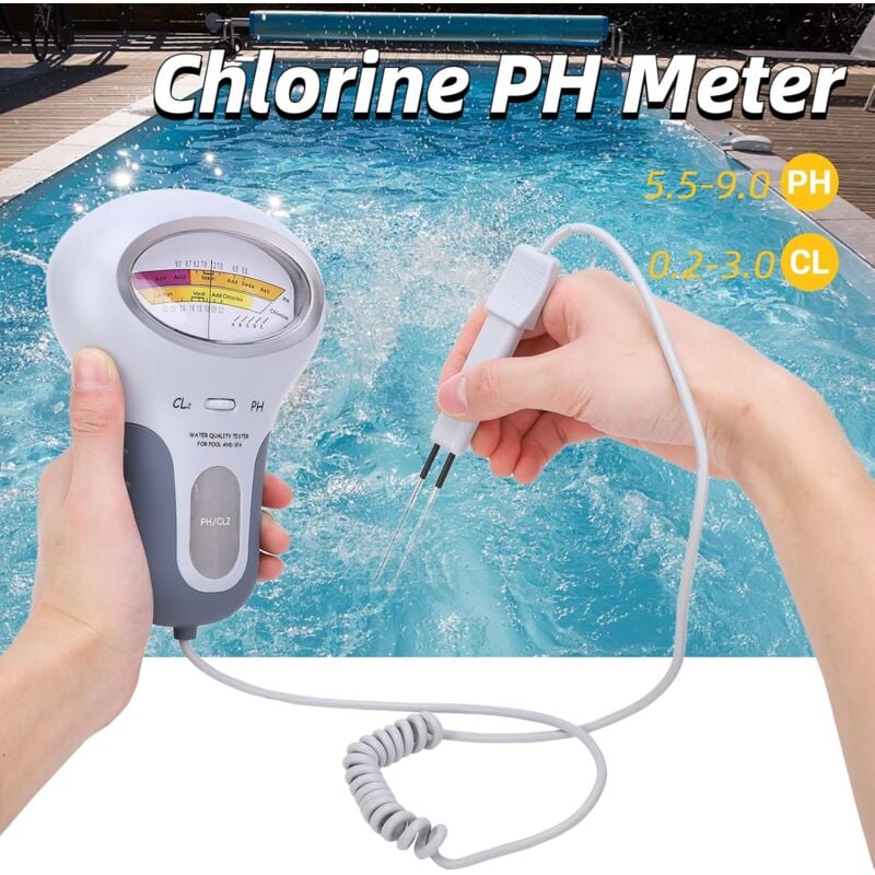 Ej.Life Analyseur de chlore et de pH PC-102B CL2 avec analyseur de qualité de l'eau à sonde pour piscine, spa 2