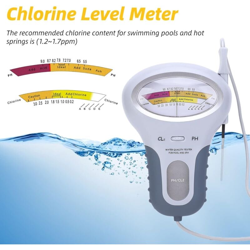 Ej.Life Analyseur de chlore et de pH PC-102B CL2 avec analyseur de qualité de l'eau à sonde pour piscine, spa 3