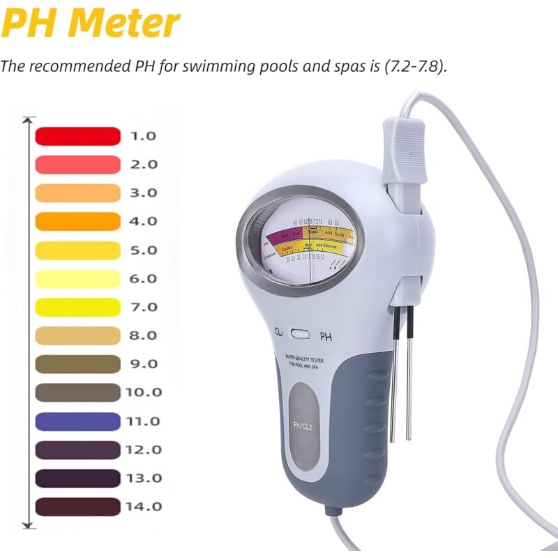 Ej.Life Analyseur de chlore et de pH PC-102B CL2 avec analyseur de qualité de l'eau à sonde pour piscine, spa 4