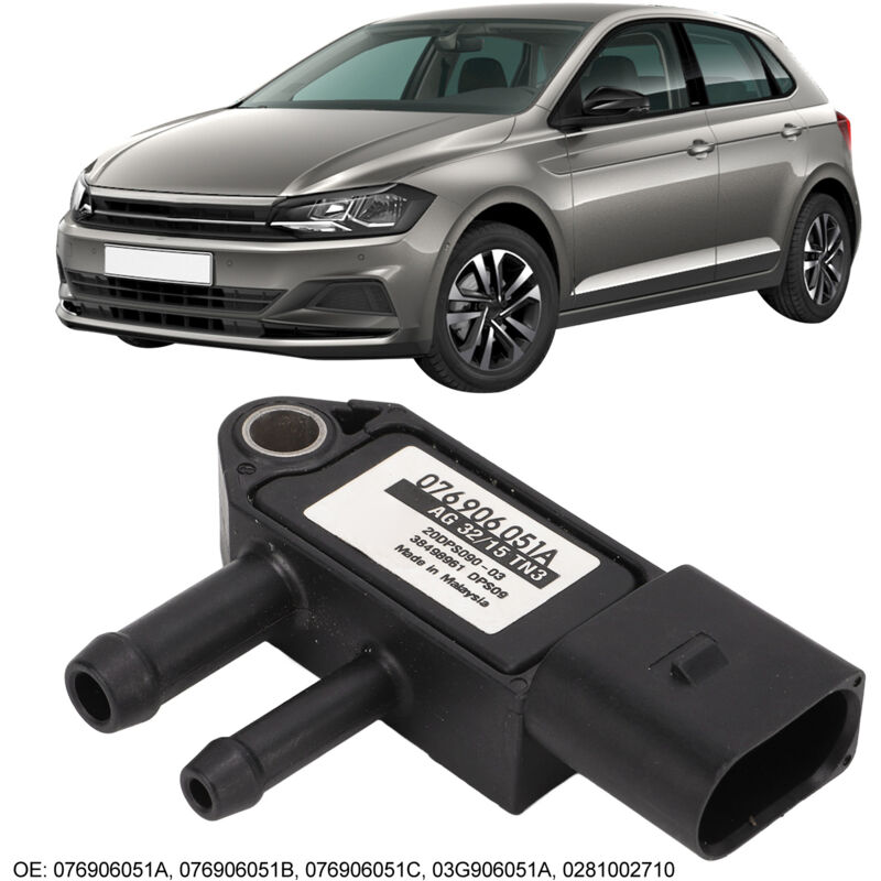 Capteur De Pression Différentielle DPF FAP 076906051A - 3 Broches, Compatible VW Audi Seat Skoda TDI, Moniteur Colmatage Filtre à Particules, Remplacement OE Fiable