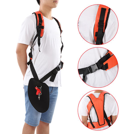 Ej.Life harnais de débroussailleuse universelle, Sangle double harnais Rembourré Ajustable pour débroussailleuse et coupe-bordures