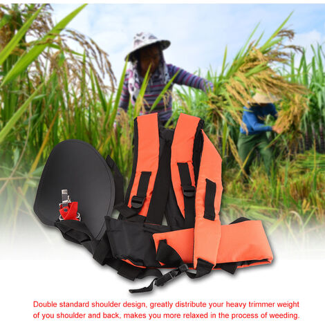 Ej.Life harnais de débroussailleuse universelle, Sangle double harnais Rembourré Ajustable pour débroussailleuse et coupe-bordures