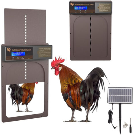 Ej.Life – Porte automatique pour poulailler – Énergie solaire – Étanche IP45 – Aluminium – Minuterie programmable – Compatible poules et canards (1/8)