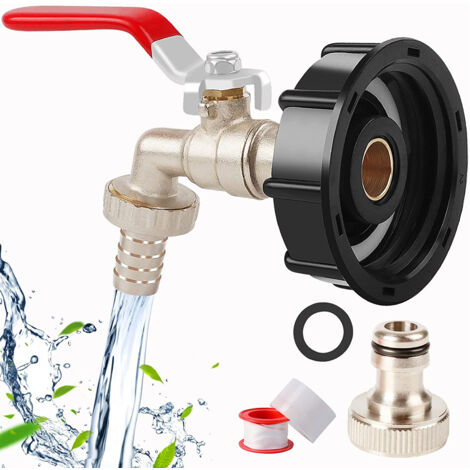 Ej.Life – Adaptateur fourre-tout IBC 1/2 po – Filetage grossier S60X6 – Laiton résistant à la corrosion – Étanchéité parfaite pour robinet de jardin