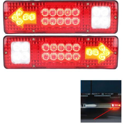 Ej.Life – Feu arrière LED 19 LED 12V – Applications stop, clignotant, marche arrière – Compatible camions, caravanes, remorques de bateaux - LIFE 2 X FEU