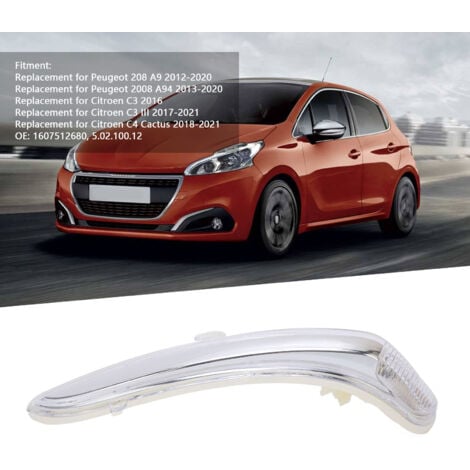 Ej.Life Rétroviseur Latéral Gauche Clignotant Logement Clignotant Coque de Remplacement pour Citroen C3 C4 Peugeot 208 2008 OE : 1607512680