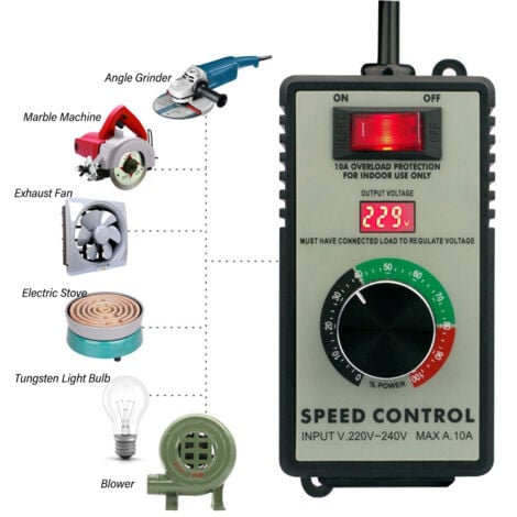 Ej.Life Régulateur de Vitesse, Régulateur D'affichage Numérique électronique, Adapté Pour Perceuse à Main/polisseuse/ventilateur, Commutateur de Contrôle de Vitesse En Continu  AC220240V 4000W