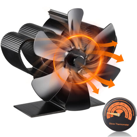 Ej.Life – Ventilateur pour poêle à bois 6 pales – Silencieux et autonome – Circulation d'air chaud dès 50°C – Compatible avec poêles à bois