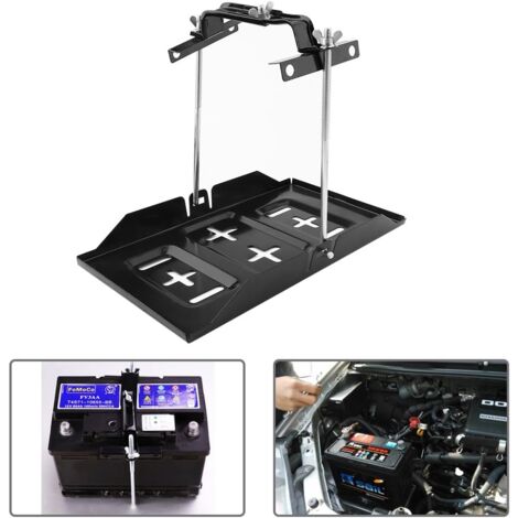 Ej.Life Plateau de Batterie Réglable, Bac à Batterie Voiture Support de Fixation de Batterie Universel avec Pince pour Automobile Marine