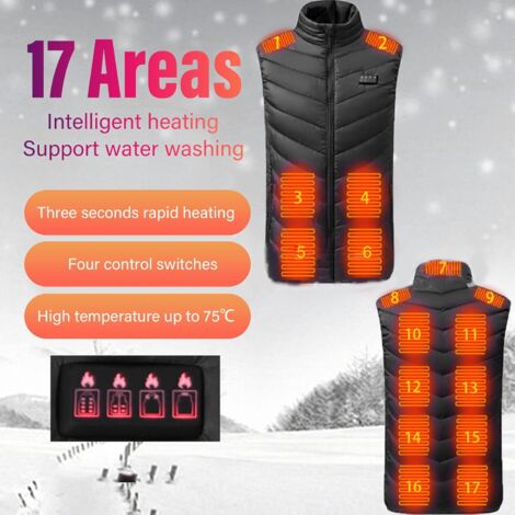 Ej.Life Gilet Chauffant Léger pour Hommes, Gilet Chauffant électrique Rechargeable Intelligent, Gilet Chauffant électrique Unisexe étanche à L'eau (M) La taille est petite