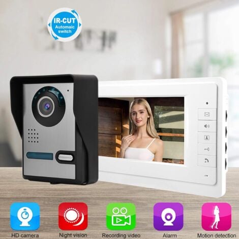 Ej.Life 7 pouces LCD vidéo porte téléphone sonnette interphone caméra moniteur système de sécurité à domicile 110-240V (UE)