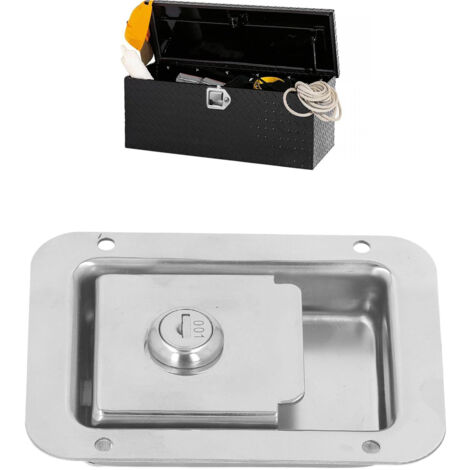 Ej.Life – Verrou encastré en acier inoxydable pour remorque – Serrure de boîte à outils avec 2 clés – Résistant à la corrosion – Dimensions 120x90x35mm