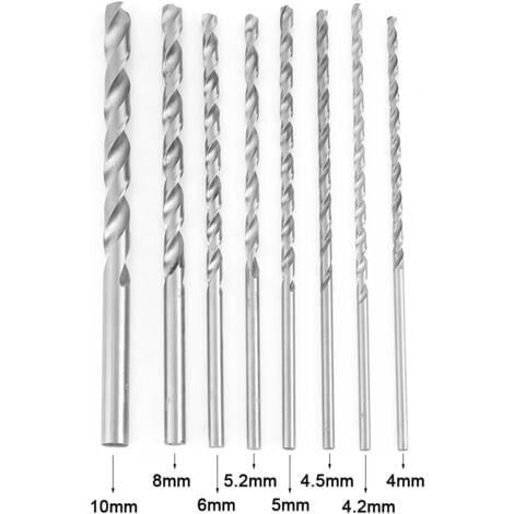 Ej.Life Extra-Longue Foret HSS Foret en Acier à Grande Vitesse Forets Hélicoïdaux Twist Drill (8pcs 200mm)