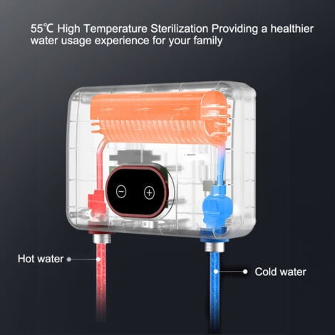 Ej.Life Chauffe-eau électrique 5500 W commutable 220 V avec écran LED, chauffe-eau instantané, douche pour salle de bain, cuisine