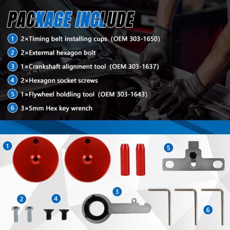 Ej.Life Outil Réglage Moteur compatible avec Ford 2.0 TDCi, Outils Calage Moteur compatible avec Ford Transit EcoBlue, Outil de Calage de l'arbre à Cames Diesel avec Volant Moteur et Vilebrequin Align