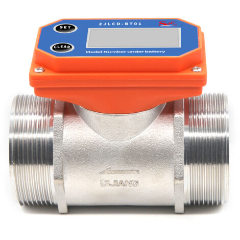 Rosvola – Débitmètre d'eau numérique en acier inoxydable – Plage de débit 10-120 L/min – Résistant aux acides et alcalis – Précision ±2% à ±5%