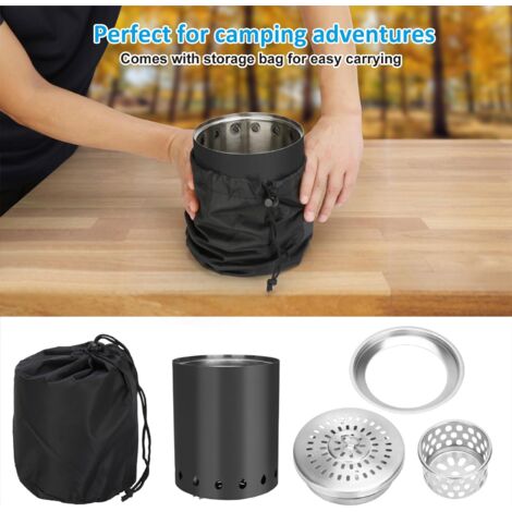 EAST OAK - Brasero Portable Sans Fumée En Acier Inox 304 - Diamètre 22,1 Cm - Pour Bois Et Granulés - Avec Sac De Transport