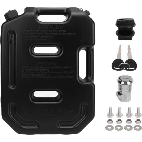 Ej.Life – Jerrican essence 10L noir – Bidon anti-fuite léger en ABS – Résistant aux chocs pour moto, ATV, UTV – Norme sécurité carburant