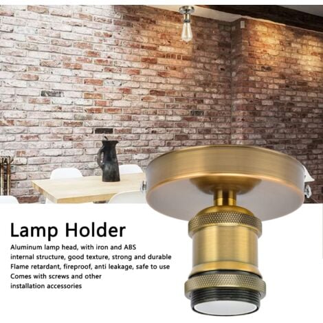 QiMeiTech E26 E27 Vintage Suspension Support de Lampe Plafonnier Douille Métal Support de Lumière Murale pour Home100-240V(patine dorée)